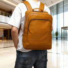 牛皮大容量真皮商务电脑双肩包男高级感简约旅游轻便男士双肩背包