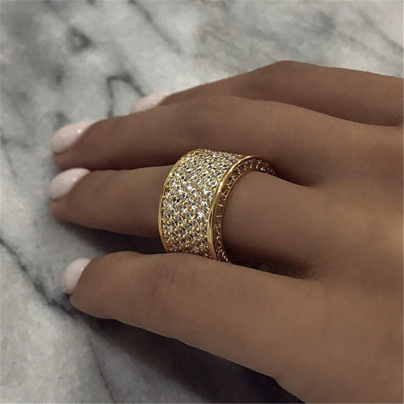 Luxueux Couleur Unie Le Cuivre Incruster Zircon Anneaux display picture 2