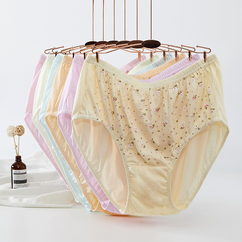 Extras Large Size Fat Girl 85.00kg Middle-aged Mom Women's Underwear Mummy High Waist Cotton Briefs
