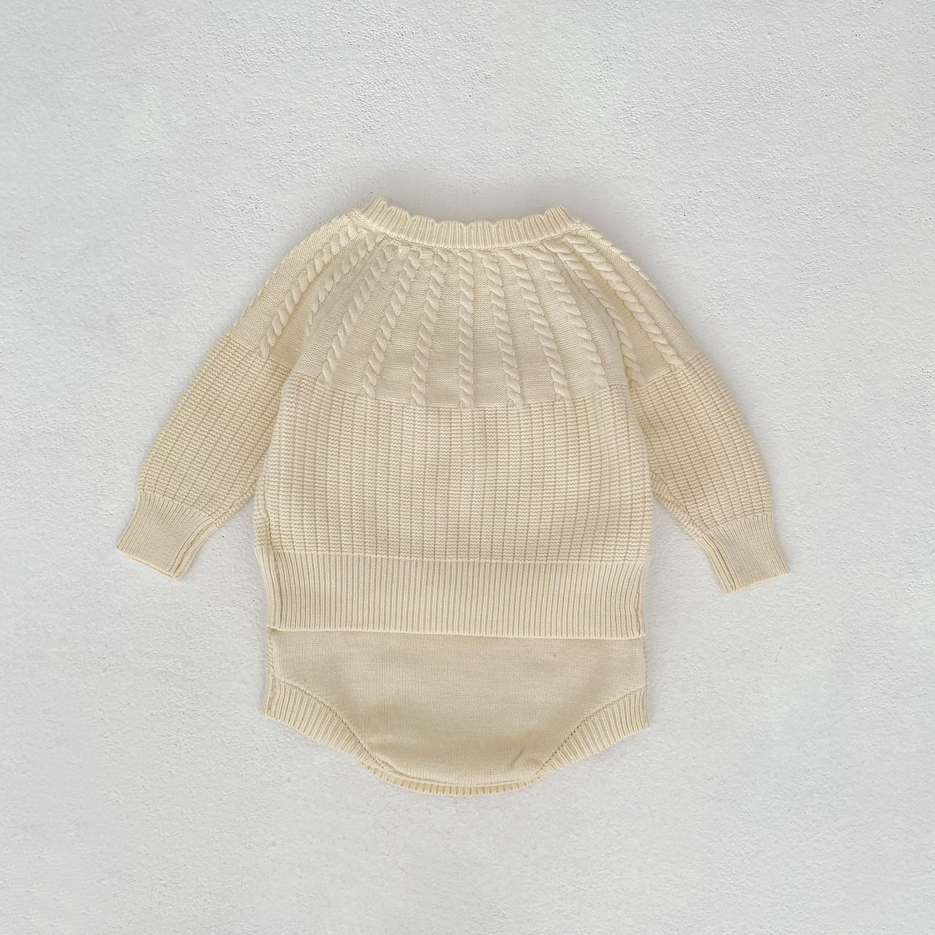 Infant Women's Sweater Hand-hook Bubble Ball Knitted Romper And Coat Two-piece Set