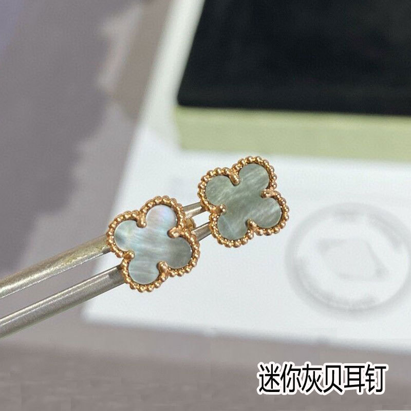 梵家高版本925银四叶草耳钉女18k玫瑰金耳环气质玛瑙纯银节日礼物|undefined