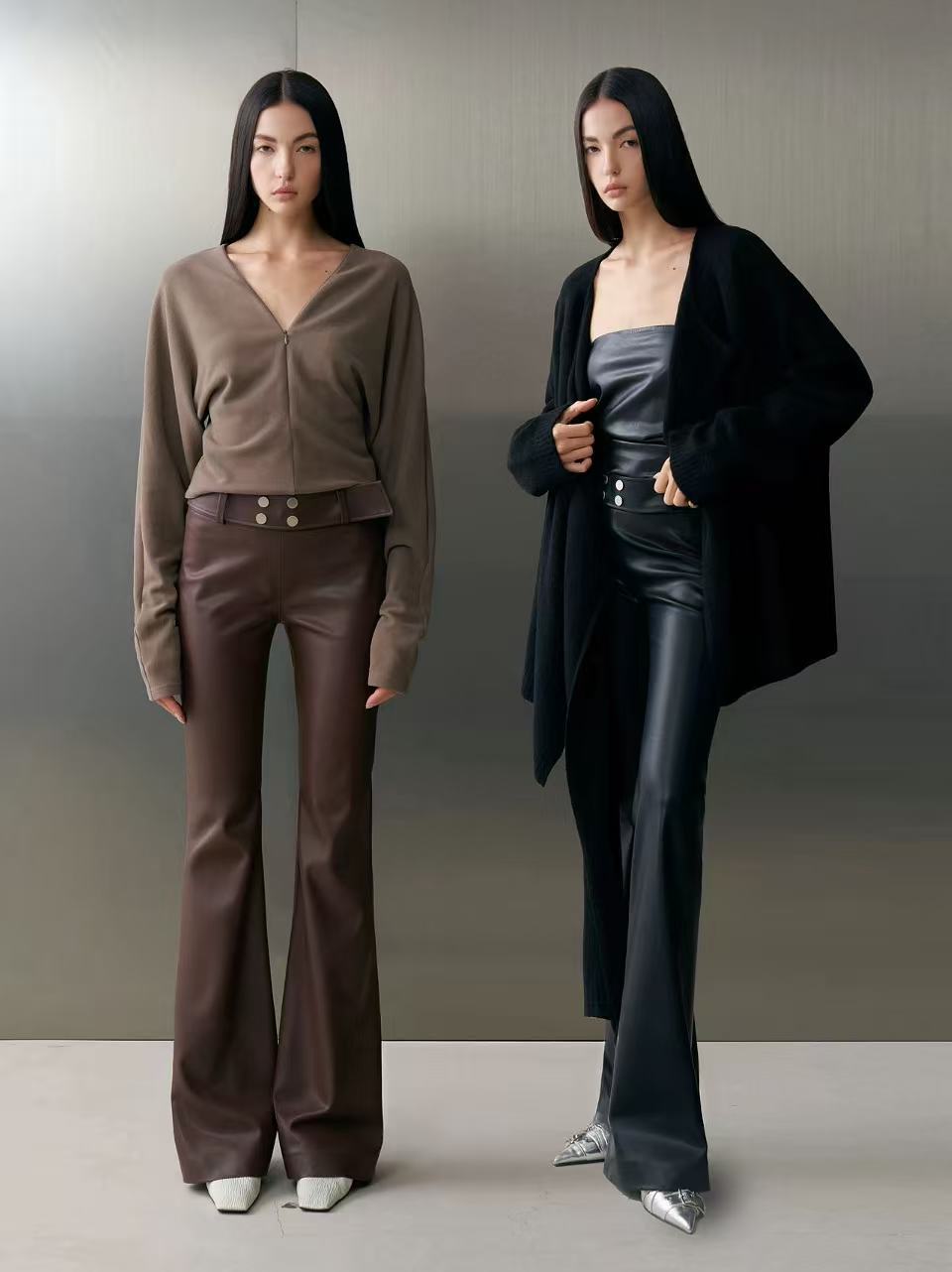 Nicho de diseño 25 otoño y invierno nuevo tipo de proteína de piel micropantalones de cuero para mujeres pantalones de cuero elásticos PU