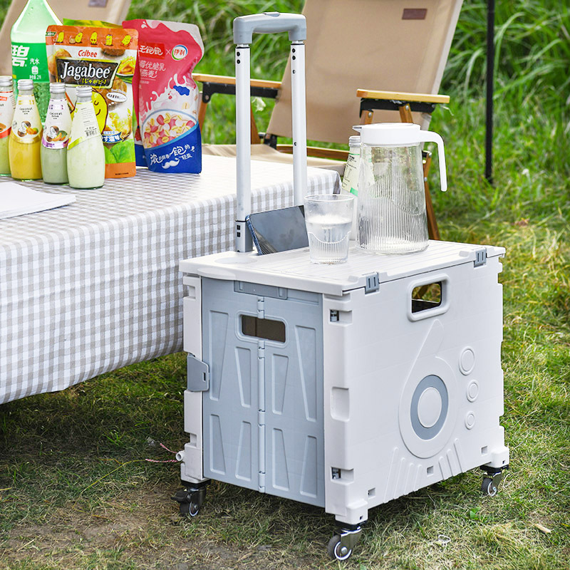 Vegetable shopping cart small pull cart home folding shopping cart portable express delivery trolley street stall outdoor wild tiger camping four-wheeled cart