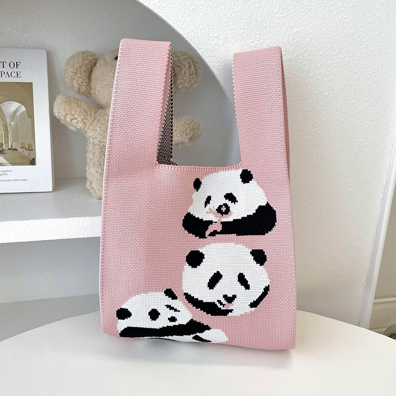 Bolsas de nicho de diseño de pandas lindos bolsas de mano de punto bolsas de mano estudiantes personalidad bolsas de brazo fábrica al por mayor