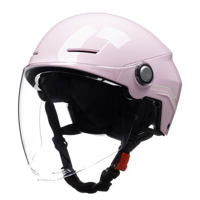 Motosiklet kaskı (dəbilqə) – motorcycle Men's Four Seasons helmet - cherry-pink-with-long-transparent