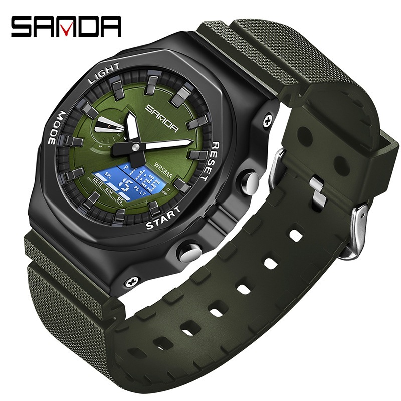 SANDA 3167 nuevo reloj creativo moda deportes multifuncional luminoso moda hombres reloj electrónico
