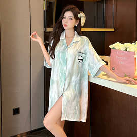 2026夏季新款睡裙女高密度冰雪丝女长裙时尚家居裙5月份6清凉爽薄