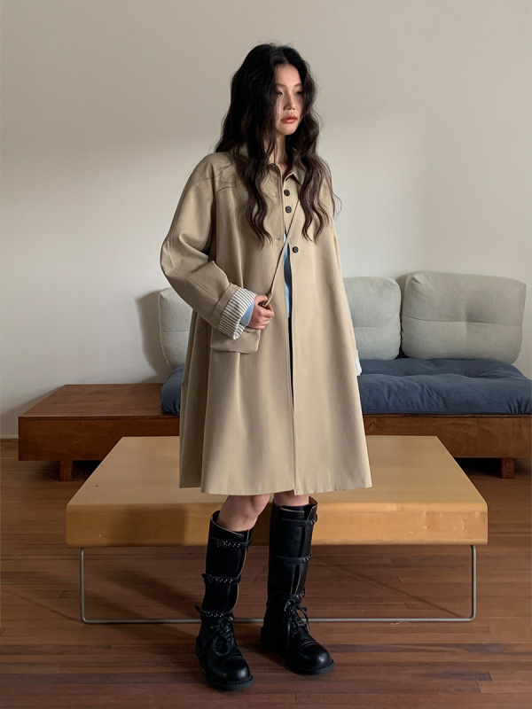 MOXI 十三行女装2025秋季新款韩系配包包休闲长款女式风衣外套女|undefined