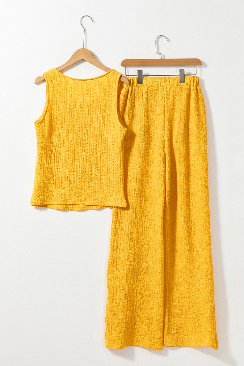 U Neck Tank Top and Wide Leg Pants Set 9
