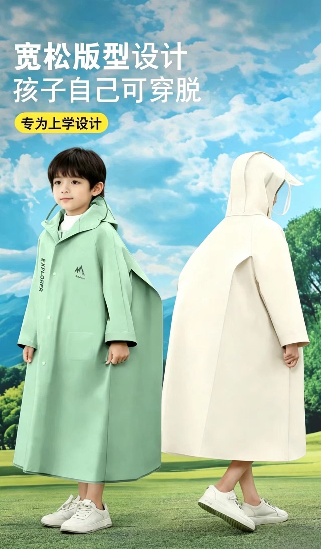 儿童雨衣男孩女孩小学生上学专用长款全身防暴雨带书包位宝宝雨衣