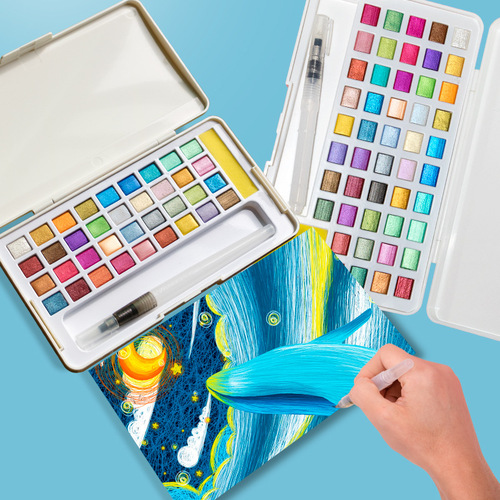 Xile pearlescent color solid watercolor pigment set nail art watercolor painting beginner portable painting set