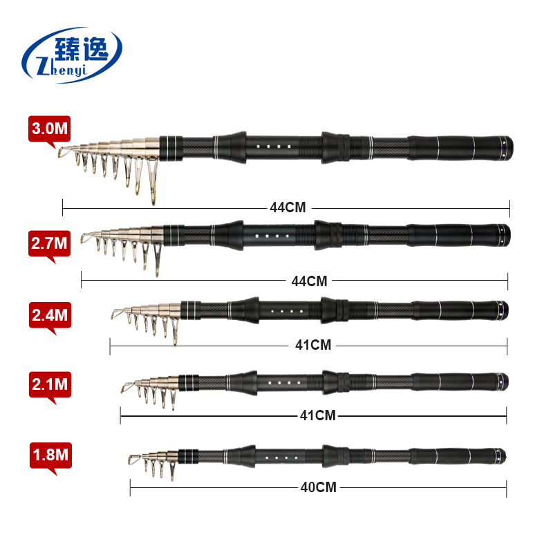 Viaje portátil de sección corta rod de lanzamiento de rod de pesca carbono