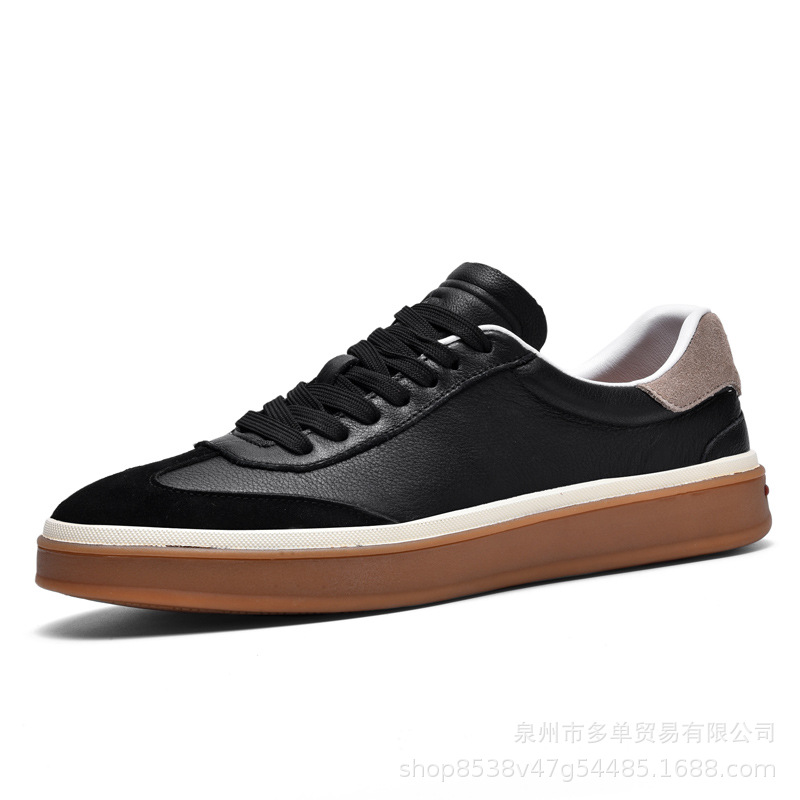 Retro lujoso ligero de cuero real, zapatos de moda retrógrados de alta calidad, zapatos de cuero blancos simples, zapatos de skate casuales cómodos