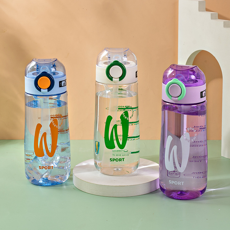 Tongtong deportes estudiante taza de agua niños escuela taza de plástico taza espacio 600ml portátil creativo paja al aire libre