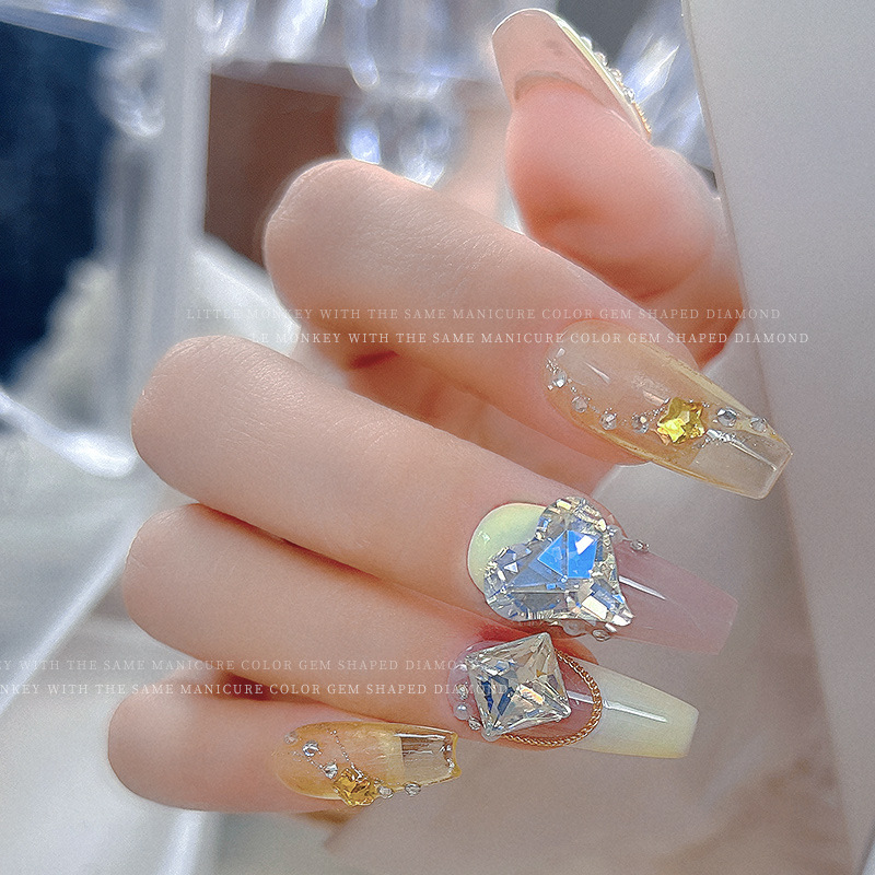 Manicura avanzada Fondo puntiagudo Diamante mezclado K9 multi-corte cuadrado de grasa de lujo amor color mágico Luz DE LA LUNA transparente azul Diamante de forma especial 2