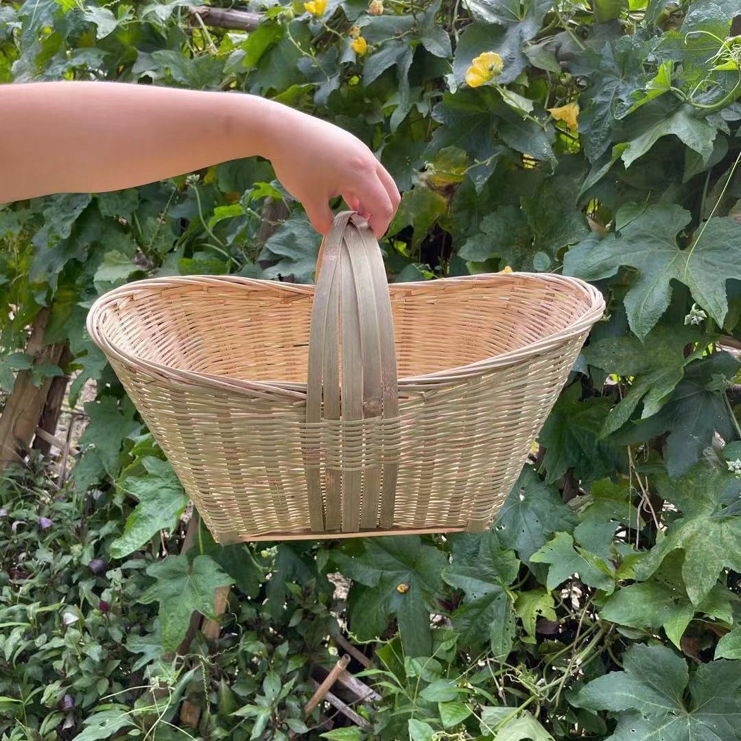 Cesta de bambú Cesta de frutas hecha a mano Cesta de productos de bambú Cesta de almacenamiento Cesta de huevos Cesta de bambú Cesta de mano Cesta de verduras de bambú