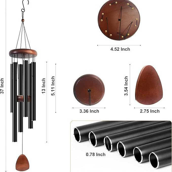 Трансграничный Amazon, большой алюминиевый колокольчик, 37inch шт., украшение для сада и патио, классический черный колокольчик
