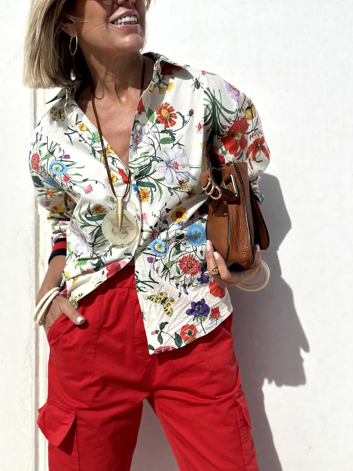 Women's Gender Printing, Pocket Design Casual Women's Vacation Color Block Plant Polyester Printing Pocket Pant Co-ord Set Pants Sets