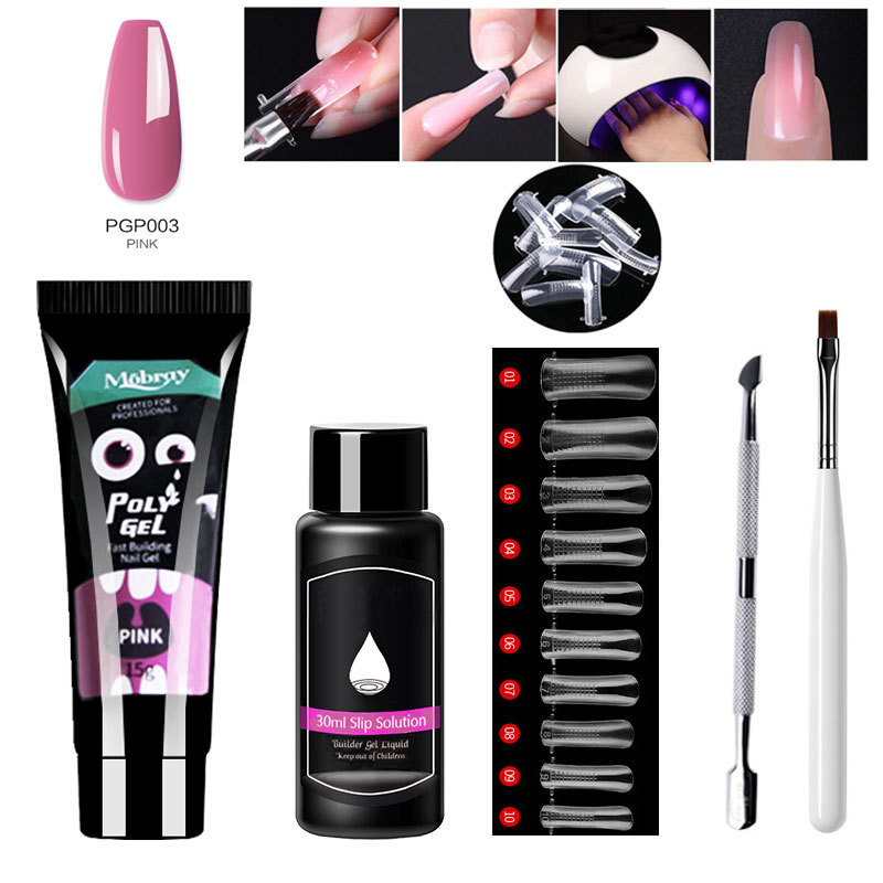 Suministro transfronterizo venta rápida extensión de traje de manicura conjunto completo de uñas de cristal forma extensión pegamento para hornear lámpara UV pegamento