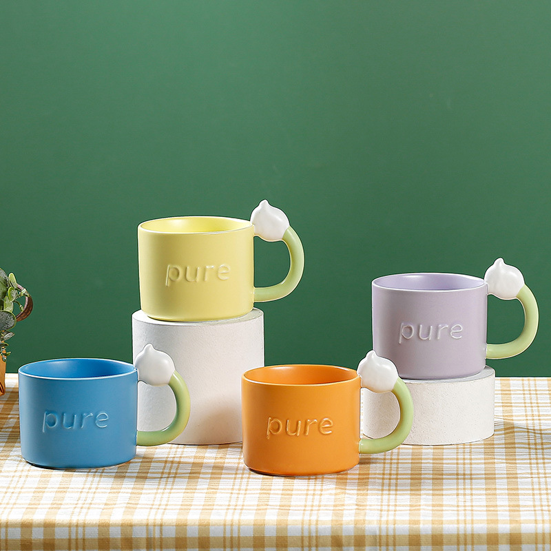 High-looking orchid mug Cute ceramic cup coffee cup student drinking cup creative gift Cup