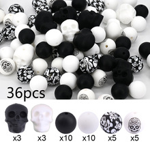 万圣节恐怖系列骷髅头3D立体滴胶DIY饰品硅胶珠散珠现货批发