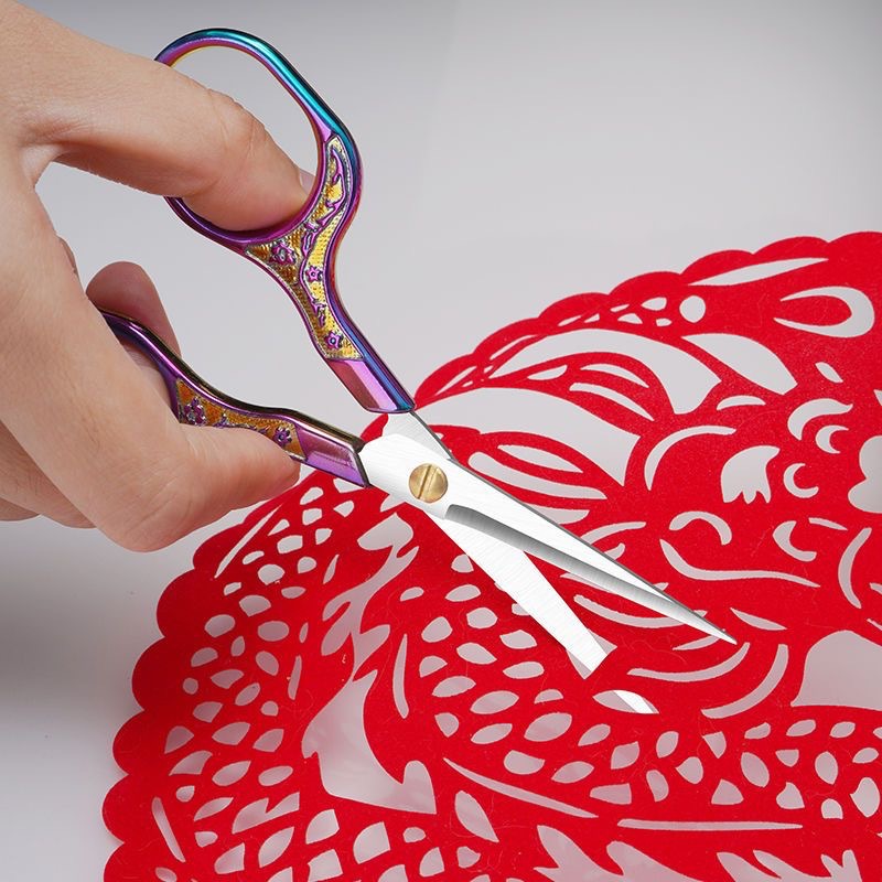 Vintage Plum Blossom Scissors, Stainless Steel Home Use Window Paper Cutting Loom Wool Handmade Fabric Sewing Cross Stitch Tea Bag Office Small Scissors