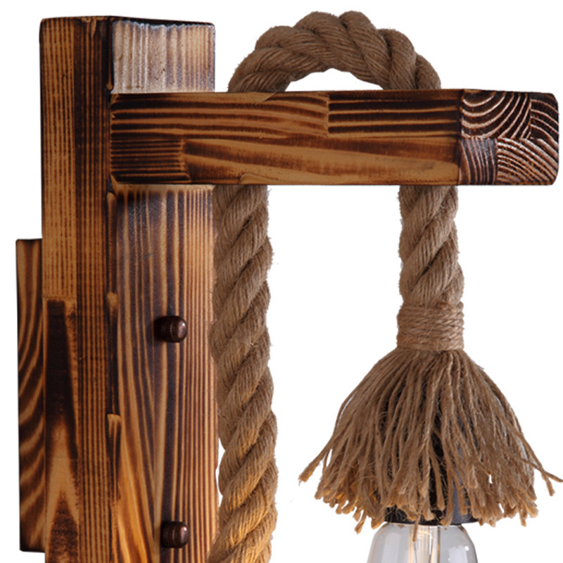 Country wooden retro sconce for living room for corridor for gazebo