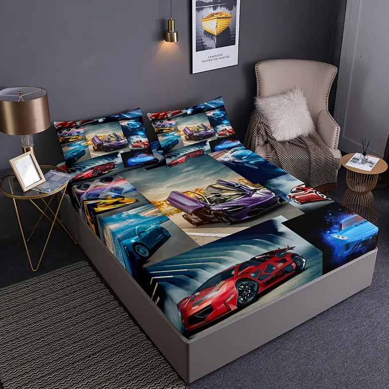 TEMU / JIT mattress mattress set cool puzzle de carreras 3D impresión digital ropa de cama para diseñar