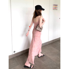 HEYGIRL黑哥 灰粉调 小鱼尾拼接吊带碎花连衣裙女春收腰显瘦长裙