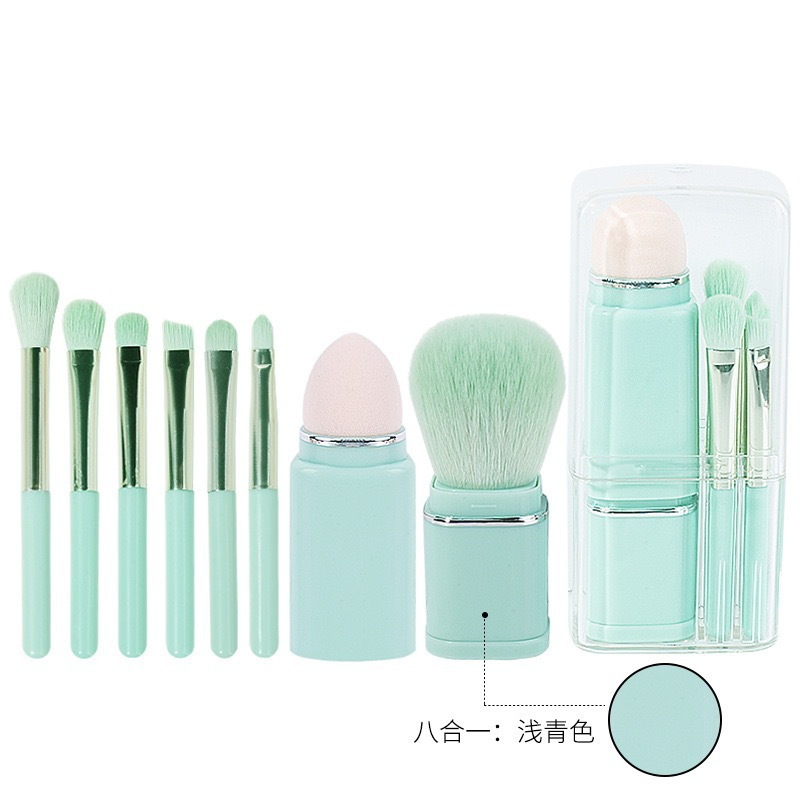 Ocho en uno cepillo de maquillaje retráctil conjunto de cepillo de blush cepillo de sombra de ojos cepillo concelador mini cepillo de maquillaje portátil herramientas de maquillaje