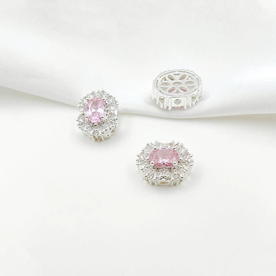 Zərgərlik ara hissələri — Pearl Bracelet Beading Material - style-6-pink-zirconium-125156mm-pure-silver