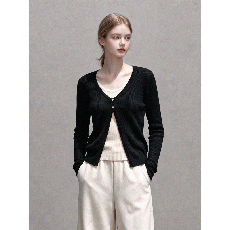 Good morning, Nofanfan, Morandi-style, old-money aesthetic, top-quality, wool-blend, fine-striped, thin knit cardigan Good morning, Nofanfan, Morandi-style, old-money aesthetic, top-quality, wool-blend, fine-striped, thin knit cardigan