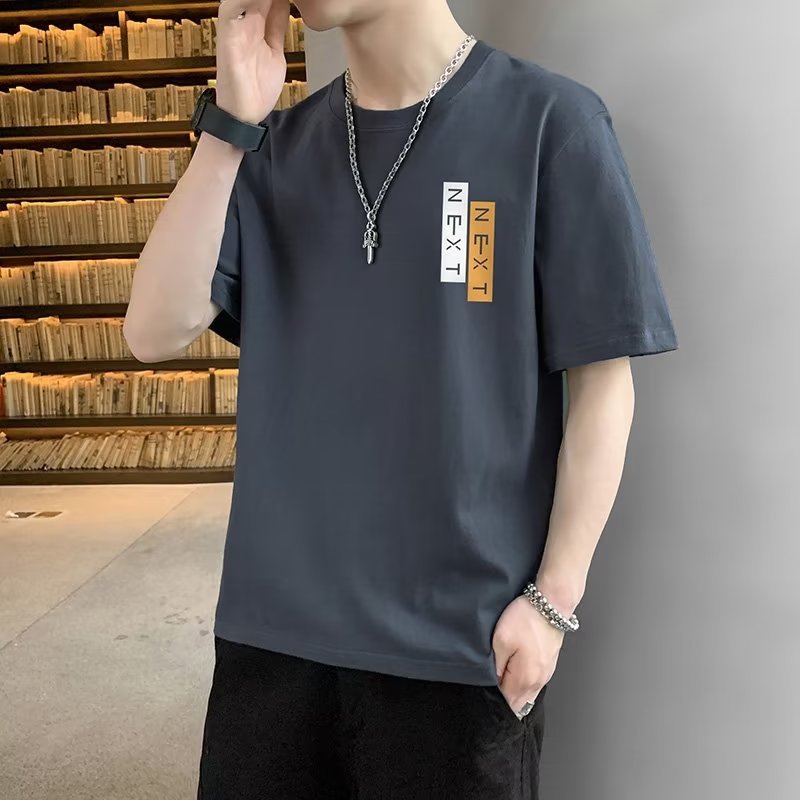Camiseta de manga corta de moda para hombre 2023 nuevo verano estilo coreano suelta marca de moda para estudiantes cuello redondo casual Boys ins top