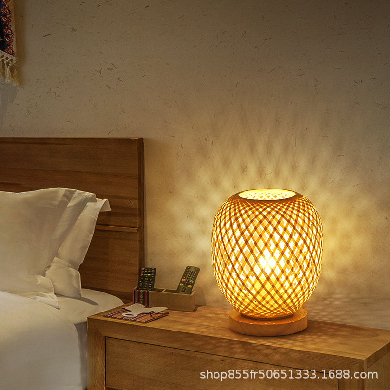 New Chinese Style Bamboo Tea Room Table Lamp Zen Living Room Club B&B Living Room Bamboo Table Lamp Bedroom Bedside Atmosphere Lamp