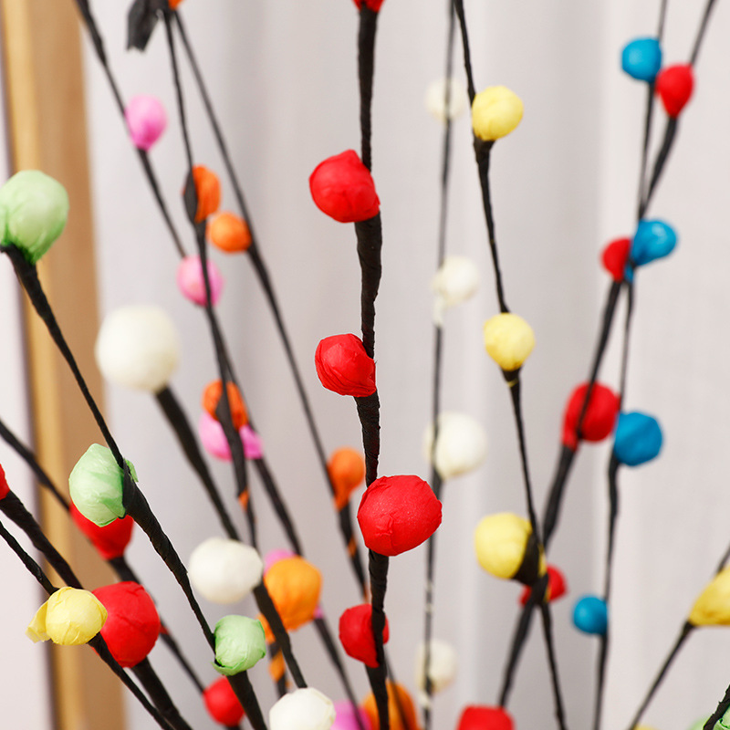 仿真花假花銀柳枝紙花家居擺件裝飾喜慶用品人造紙花仿真銀柳枝