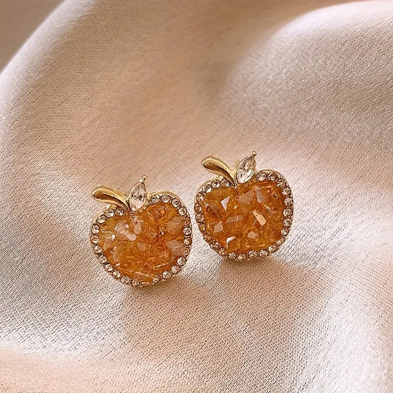 All Seasons Season Women's Gender 1 Pair Vacation Simple Style Apple Alloy Ear Studs