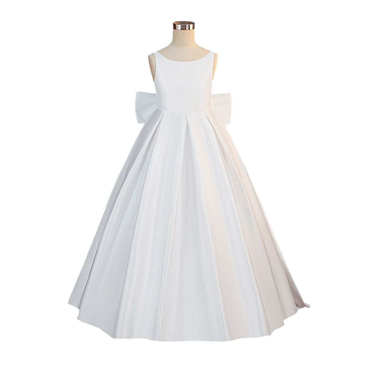 Niñas europeas y americanas trailing vestido de gran tamaño, satin, gran arco, vestido de princesa, vestido de fiesta para niños.