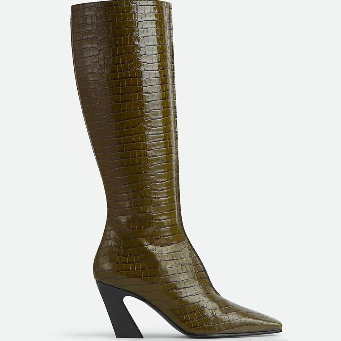 Talons hauts grande taille, talons épais, carrés, bottes courtes jusqu'aux genoux, bottes hautes, bottes de chevalier_voghion.com