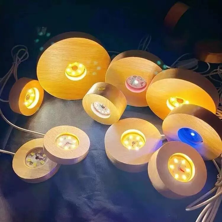Solid Wood Luminous Base Touch Lamp Holder White Warm Light Colorful Night Light Led Wooden Lamp Holder Desktop Display Light Pad Solid Wood Luminous Base Touch Lamp Holder White Warm Light Colorful Night Light Led Wooden Lamp Holder Desktop Display Light Pad