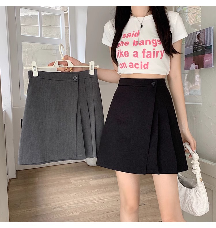 Chân váy bút chì nữ cạp cao dáng bất đối xứng ôm hông tôn dáng — đen chi tiết 22