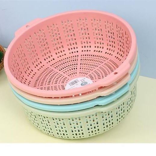 Cesta de drenaje de plástico de cocina de dos orejas lavadora de verduras cestas de frutas caseras cestas redondas de melones y frutas image 7