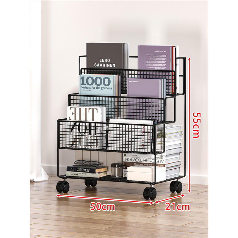 机の下の物置棚の移動収納棚の床のプーリー付きの小さい本棚の机の下の棚の本の物置棚の事務机