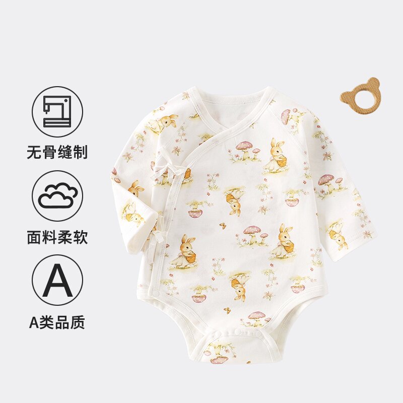 Baby algodón tipo A camiseta pequeño mes de edad bebé triángulo ropa de vestir primavera y otoño estilo sin hueso manga larga chaqueta
