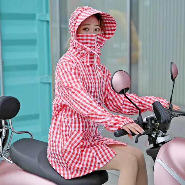 Battery Car Sunscreen Clothing Women's Thin Jacket Biking Face-Covering Electric Car Sunscreen Shawl Hooded Motorcycle Sunscreen Clothing