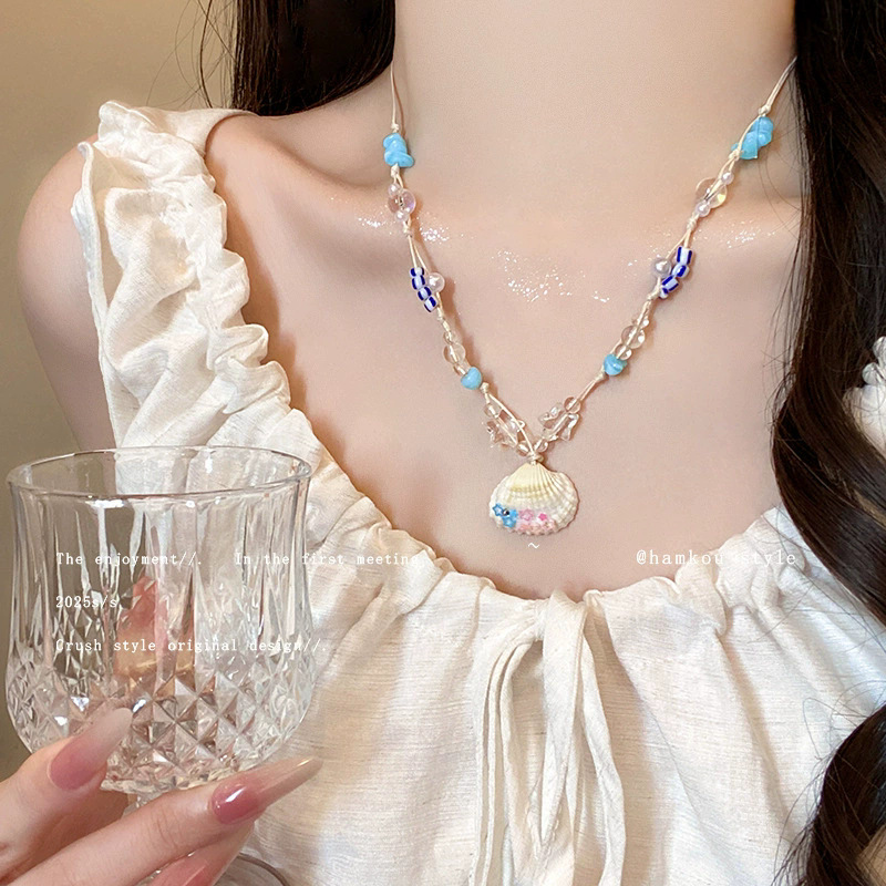 Starfish And Shell Collarbone Necklace For Women Beach Style_voghion.com