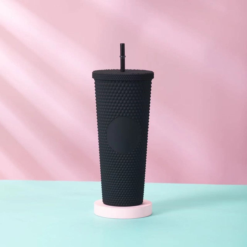 STAR ⭐️ 同じプラスチックカップ、ドリアンカップ、見栄えの良いストローカップ、紙箱付きウォーターカップ、ロゴ、カラフルな電気メッキ卸売|undefined