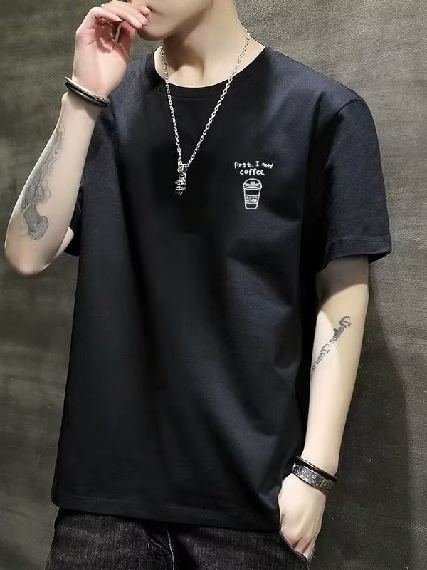 Japonés suelto 2024 nuevo control de verano de manga corta para hombres jóvenes todo fósforo camiseta estampada de moda blanco