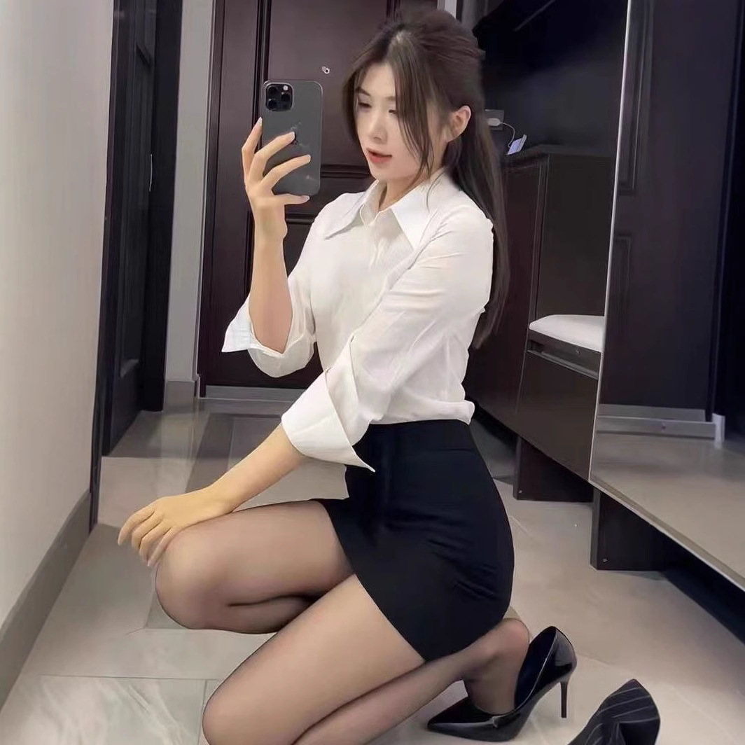 여름 OL 제복 세트 작업복 비즈니스 착용 기질 여성 화이트 셔츠 힙합 스커트 호텔 프론트 데스크 블랙 스커트