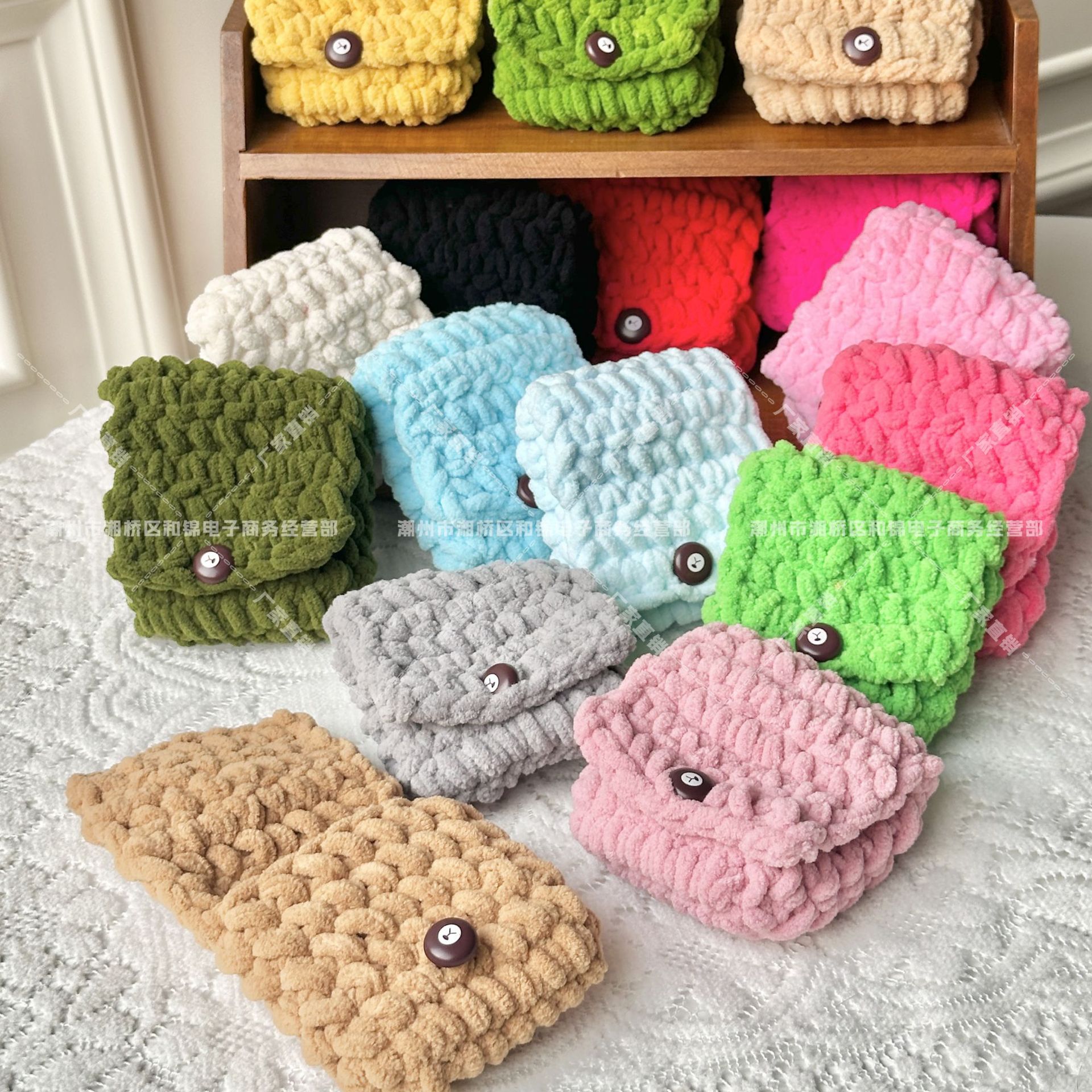 纯色耳机毛线包成品钩针手工编织耳机包创意情侣蓝牙耳机保护套包