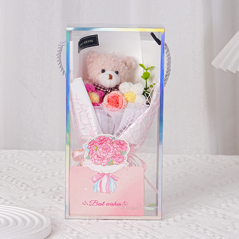 로즈컬러~미니울장미+꼬마곰+입체카드